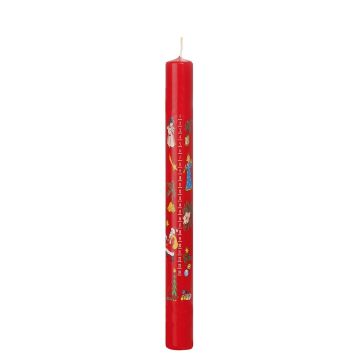 Calendrier de l'Avent, bougie cylindrique TEMPERANCE, jours de l'Avent imprimés, rouge et multicolore, 25 cm, Ø 2,3 cm - Fabriquée en Allemagne Calendrier de l'Avent, bougie cylindrique TEMPERANCE, jours de l'Avent imprimés, rouge et multicolore, 25 cm, Ø 2,3 cm - Fabriquée en Allemagne
