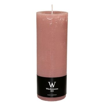Bougie bloc AURORA, bois de rose, 19cm, Ø10cm, 155h - Made in Germany