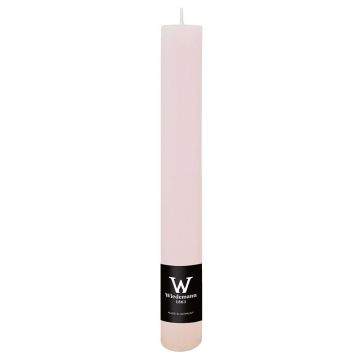 Bougie cylindrique AURORA, rose clair, 20cm, Ø3,5cm, 23h - Fabriquée en Allemagne