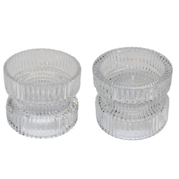 Bougeoir réversible en verre ARTORIUS pour maxi bougies chauffe-plat, bougies piliers, transparent, 7,3cm, Ø8,9cm Bougeoir réversible en verre ARTORIUS pour maxi bougies chauffe-plat, bougies piliers, transparent, 7,3cm, Ø8,9cm