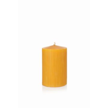 Bougie pilier en cire d'abeille BABETTE, jaune-naturel, 12cm, Ø8cm, 72h - Made in Germany