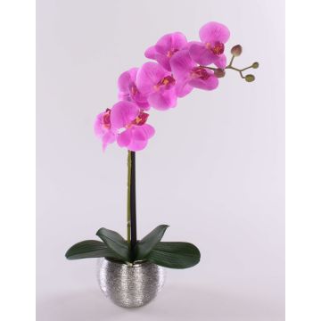 Phalaenopsis artificiel EMILIA, pot décoratif, rose fuchsia, 45cm, Ø8cm