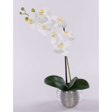 Phalaenopsis artificiel EMILIA, pot décoratif, blanc, 45cm, Ø8cm