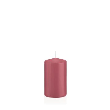 Bougie cylindrique MAEVA, rose fraise, 10cm, Ø6cm, 33h - Fabriquée en Allemagne