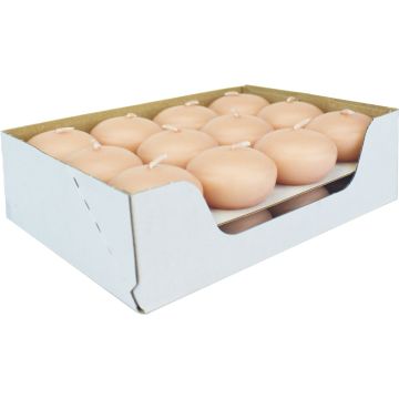 Lot de 24 bougies flottantes ORNELLA, pêche pastel, 2,8cm, Ø4,5cm, 4h