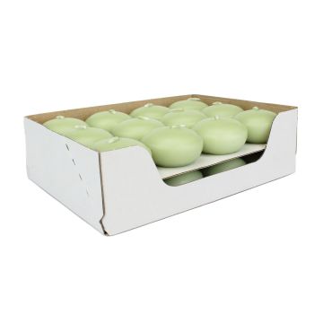Lot de 24 bougies flottantes ORNELLA, vert pastel, 2,8cm, Ø4,5cm, 4h
