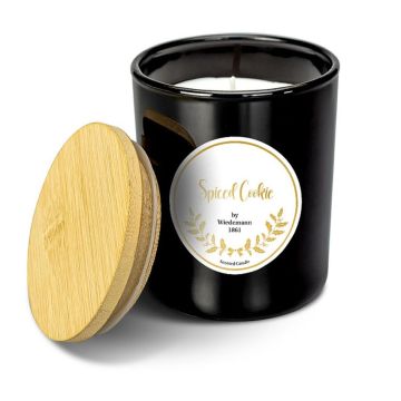 Verre à bougie MELIDA avec bougie parfumée, Spiced Cookie, noir et blanc, 9,3 cm, Ø 7,9 cm, 35 h Verre à bougie MELIDA avec bougie parfumée, Spiced Cookie, noir et blanc, 9,3 cm, Ø 7,9 cm, 35 h