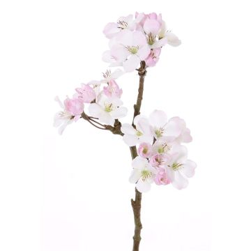 Branche de pommier fleurie en tissu OCHUKO, blanc-rose, 35cm