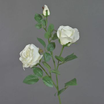 Tige de roses artificielle ARIANE, blanc, 75cm, Ø7-10cm