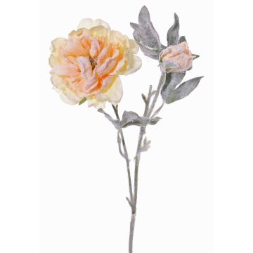 Pivoine en tissu MALINE, enneigé, saumon-jaune, 60cm, Ø13cm Pivoine en tissu MALINE, enneigé, saumon-jaune, 60cm, Ø13cm