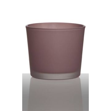 Photophore ALENA FROST, verre, vieux rose mat, 9cm, Ø10cm