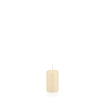 Bougie pilier MAEVA, crème, 10cm, Ø5cm, 23h - Made in Germany