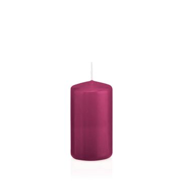 Bougie pilier MAEVA, magenta, 12cm, Ø6cm, 40h - Made in Germany