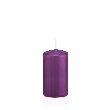 Bougie pilier MAEVA, violet, 12cm, Ø6cm, 40h - Made in Germany