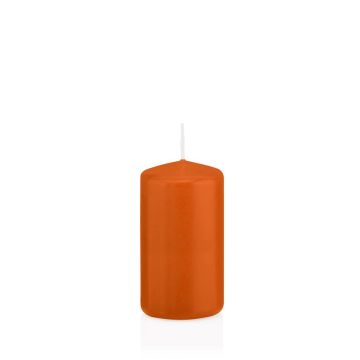 Bougie pilier MAEVA, orange, 12cm, Ø6cm, 40h - Made in Germany
