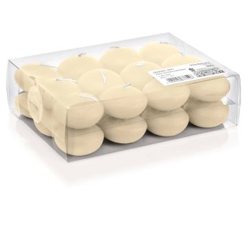 Bougies flottantes ORNELLA, crème, 24 pcs, Ø4,5cm, 4h