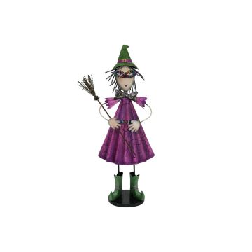 Décoration d'Halloween : petite sorcière MYSTERY avec balai et chapeau, 100 cm Décoration d'Halloween : petite sorcière MYSTERY avec balai et chapeau, 100 cm