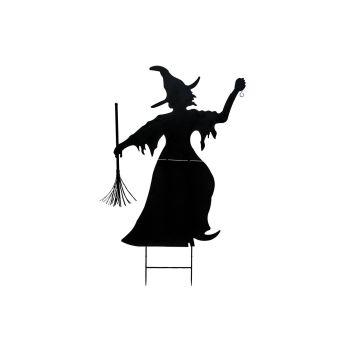 Décoration d'Halloween : silhouette de sorcière SPOOKY WITCH, métal, noir, 150 cm Décoration d'Halloween : silhouette de sorcière SPOOKY WITCH, métal, noir, 150 cm