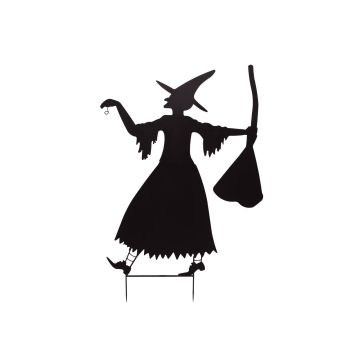 Décoration d'Halloween : silhouette de sorcière « SPOOKY WITCH », métal, noir, 140 cm Décoration d'Halloween : silhouette de sorcière « SPOOKY WITCH », métal, noir, 140 cm