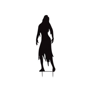 Décoration d'Halloween : silhouette de femme « SPOOKY ZOMBIE », métal, noir, 135 cm Décoration d'Halloween : silhouette de femme « SPOOKY ZOMBIE », métal, noir, 135 cm
