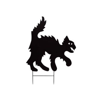 Décoration d'Halloween : silhouette de chat « SPOOKY CAT », métal, noir, 53 cm Décoration d'Halloween : silhouette de chat « SPOOKY CAT », métal, noir, 53 cm