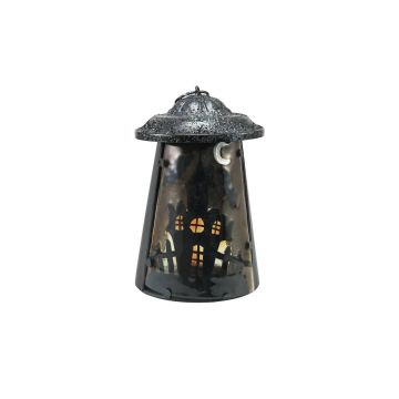 Décoration d'Halloween : lanterne / lampe COSMO avec porte-bougie, maison hantée, 23 cm Décoration d'Halloween : lanterne / lampe COSMO avec porte-bougie, maison hantée, 23 cm
