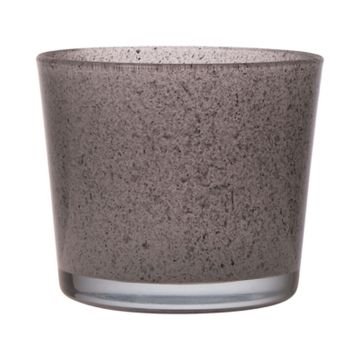 Pot de fleurs en verre ALENA GRANIT, granit gris, 16cm, Ø17cm