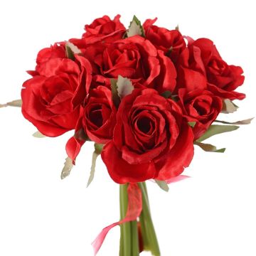 Bouquet de roses en soie ROSILA, rouge, 20cm, Ø15cm Bouquet de roses en soie ROSILA, rouge, 20cm, Ø15cm
