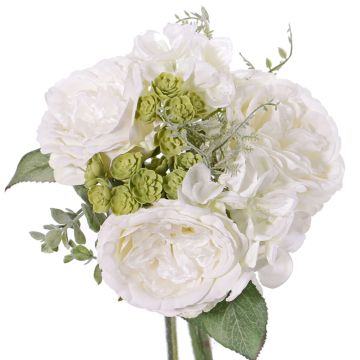 Bouquet de roses artificielles SIERRA, hortensia, echeveria, blanc, 25cm, Ø25cm Bouquet de roses artificielles SIERRA, hortensia, echeveria, blanc, 25cm, Ø25cm