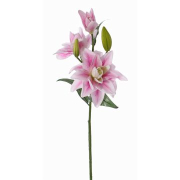 Lys artificiel ISALIE, rose-blanc, 80cm, Ø15cm