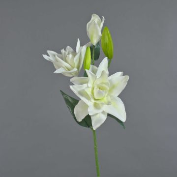 Lys artificiel ISALIE, blanc-vert, 80cm, Ø15cm