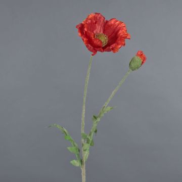 Coquelicot en tissu LIENTJE, rouge-orange, 65cm, Ø12cm