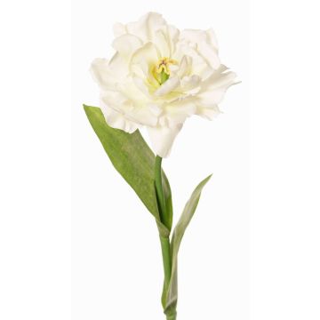 Tulipe perroquet artificielle STEFANIE, blanc-vert, 65cm, Ø7cm