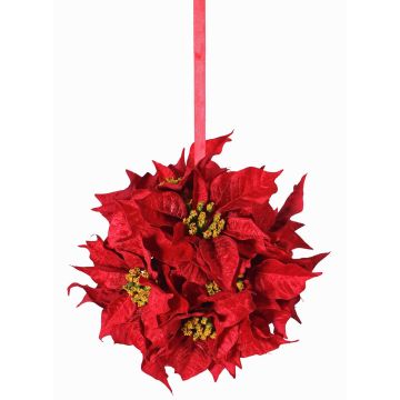 Boule de poinsettia artificielle CATHLIN, rouge, Ø25cm