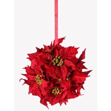 Boule de poinsettia artificielle CATHLIN, rouge, Ø25cm