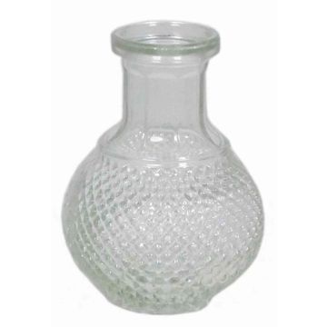 Bouteille en verre transparent DONKA avec motif losange, 11,5cm, Ø8cm Bouteille en verre transparent DONKA avec motif losange, 11,5cm, Ø8cm