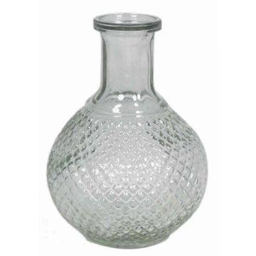 Bouteille en verre transparent DONKA avec motif losange, 15cm, Ø11cm Bouteille en verre transparent DONKA avec motif losange, 15cm, Ø11cm