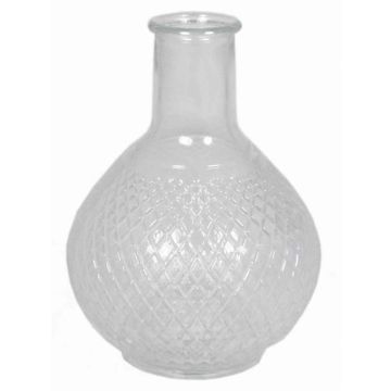 Bouteille en verre transparent DONKA avec motif losange, 18,5cm, Ø13,5cm Bouteille en verre transparent DONKA avec motif losange, 18,5cm, Ø13,5cm