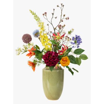 Bouquet de fleurs artificielles FEME, orange-violet, 105cm, Ø40cm