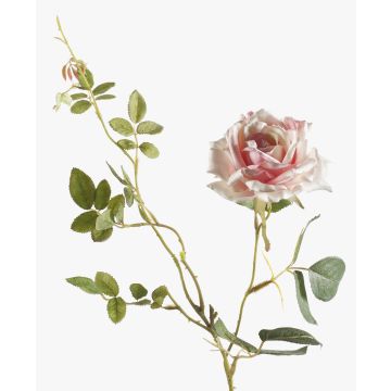 Branche de rose en tissu BEATA, rose-blanc, 75cm