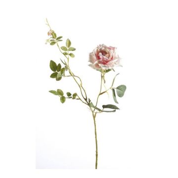 Branche de rose en tissu BEATA, rose-blanc, 75cm Branche de rose en tissu BEATA, rose-blanc, 75cm