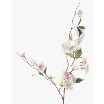 Fausse branche de fleurs de pêcher CAMILLES, rose-blanc, 80cm