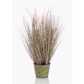 Pennisetum artificiel OVIDIO, panicules, pot en zinc, vert, 70cm