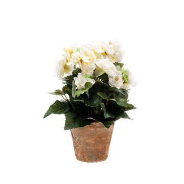 Bégonia artificiel DOBRADA en pot en terre cuite, crème, 25cm Bégonia artificiel DOBRADA en pot en terre cuite, crème, 25cm