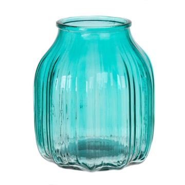 Petit vase de table en verre AMORY, turquoise-transparent, 16cm, Ø13,8cm