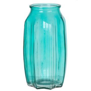 Petit vase de table en verre AMORY, turquoise-transparent, 22cm, Ø12cm