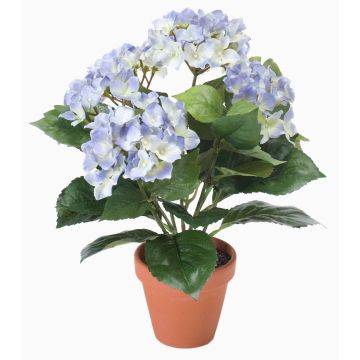 Hortensia en tissu LAIDA en pot en argile, bleu clair, 35cm
