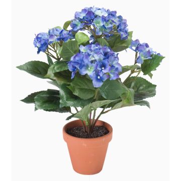 Hortensia en tissu LAIDA en pot en argile, bleu, 35cm