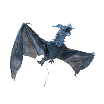 Décoration Halloween Dragon MONZA avec fonction sonore et mouvement, LEDs, 120cm