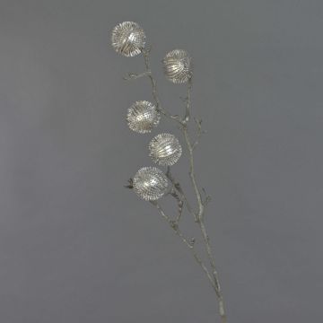 Branche de chardon artificiel ROBBY, argent, 100cm, Ø6cm Branche de chardon artificiel ROBBY, argent, 100cm, Ø6cm